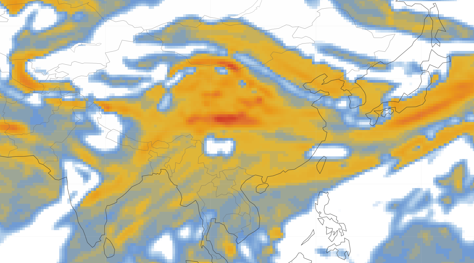 Asia Turbulence Forecast Map - FL350 +0h