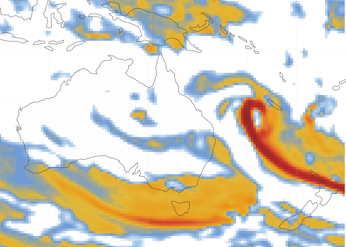 Australia & Oceania Turbulence Forecast Map - FL350 +0h