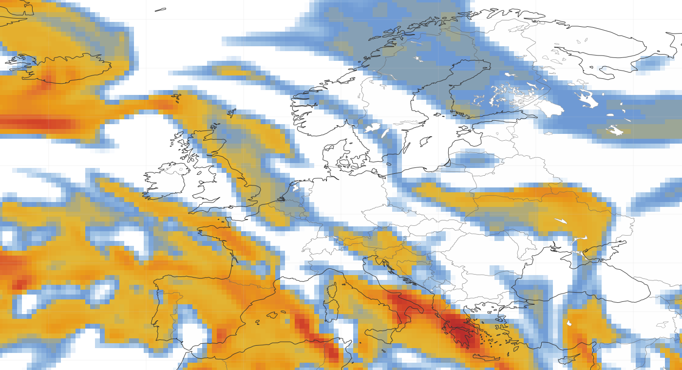 Europe Turbulence Forecast Map - FL350 +0h