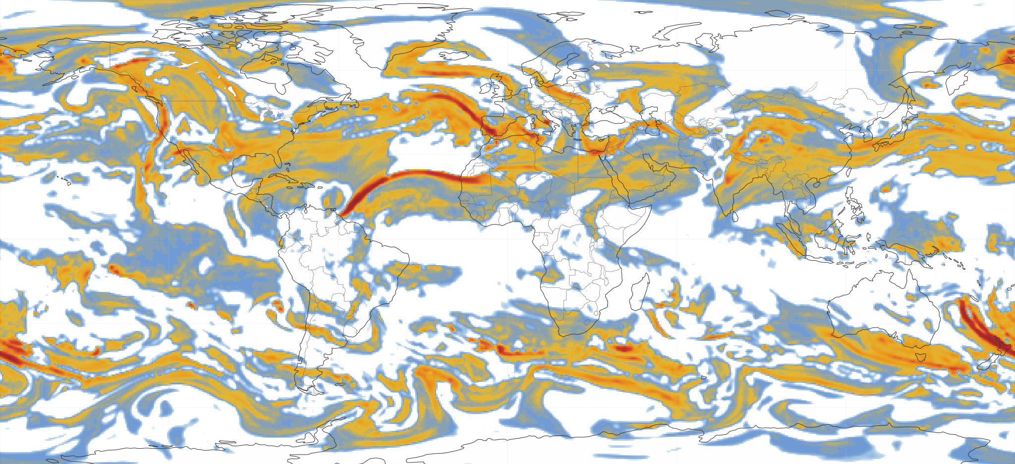 Global Turbulence Forecast Map - FL350 +0h